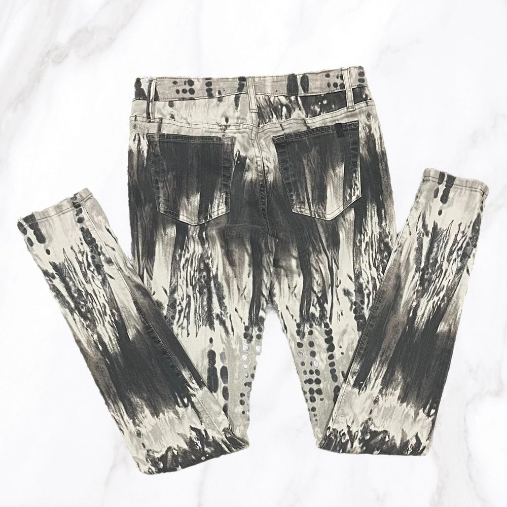 Joe's Jeans Women's Gray Feathered Tie-Dye Skinny High Rise Jeans, Size 26 - Picture 4 of 8